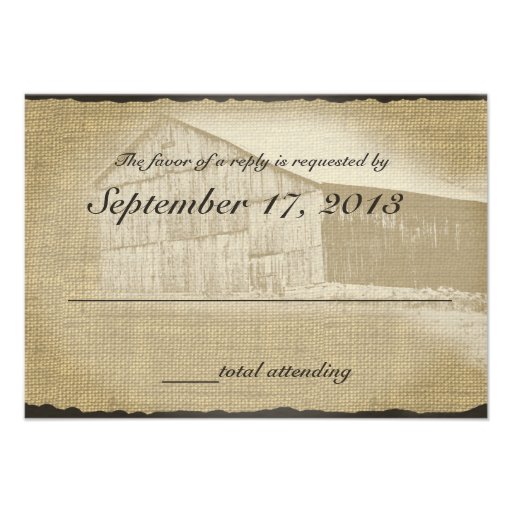 Rustic Barn Wedding Response Invitations