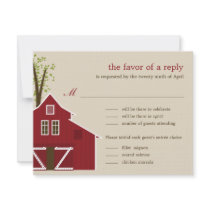 Rustic Barn Wedding RSVP Card Invite