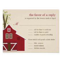 Rustic Barn Wedding RSVP Card Invite