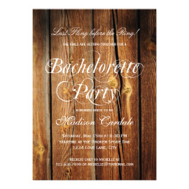 Rustic Barn Wood Bachelorette Party Invitations