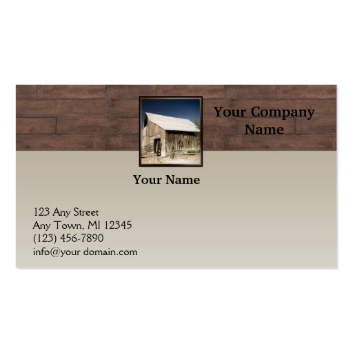 Rustic Barn Wood Borders on Sun Faded Background Business Card Template (front side)