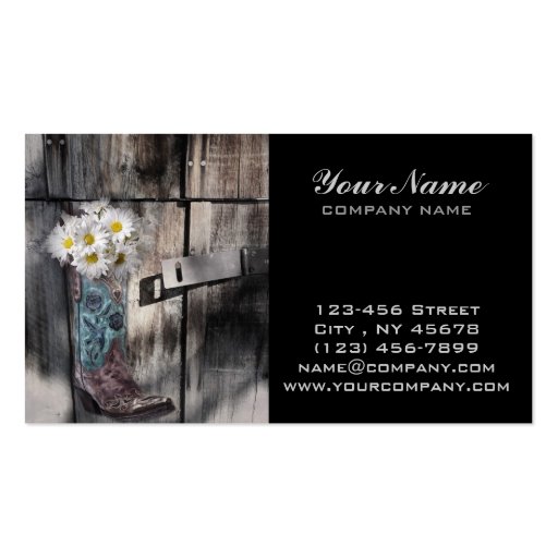 rustic barn wood cowboy boots western country business card