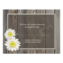 Rustic Barn Wood Daisy Wedding RSVP Response Cards