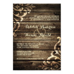 Rustic Barn Wood Damask Vintage Wedding Invitation