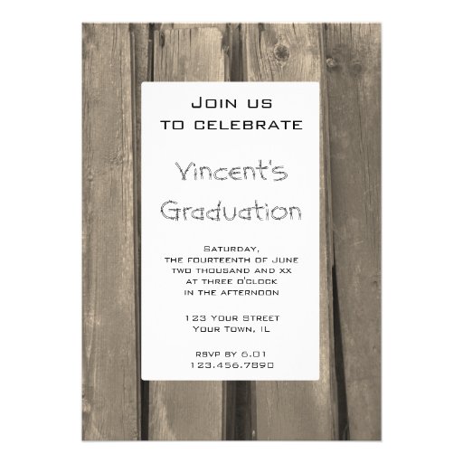 Rustic Barn Wood Graduation Party Invitation 5" X 7" Invitation Card