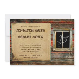 Rustic Barn Wood Graffiti Heart Window Invitation invitation