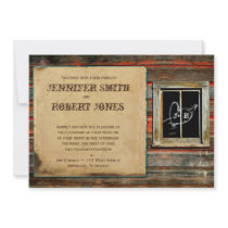Rustic Barn Wood Graffiti Heart Window Invitation