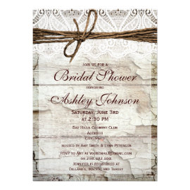 Rustic Barn Wood Lace Bridal Shower Invitations Personalized Invitation