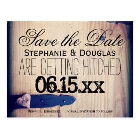 Rustic Barn Wood Latch Save the Date Postcards