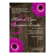 Rustic Barn Wood Purple Daisy Wedding Invitations