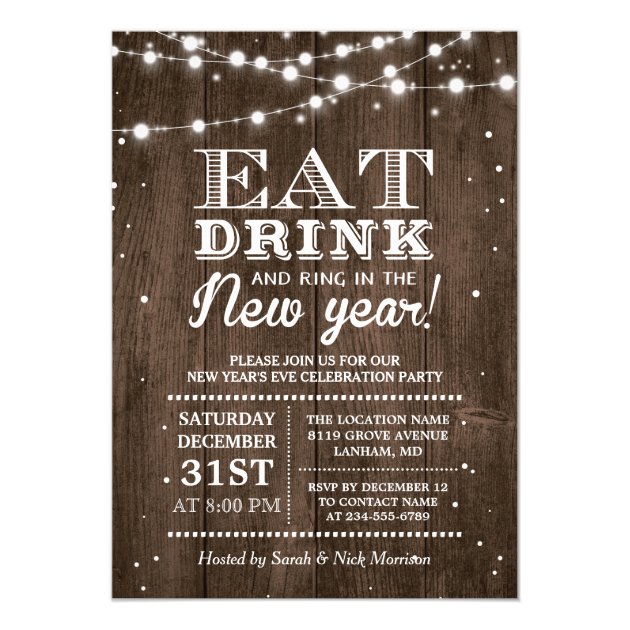 Rustic Barn Wood | Ring in the New Years Eve Party Card
