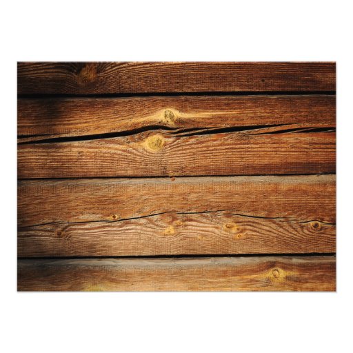 Rustic Barn Wood Scroll Frame Wedding Invitations