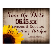 Rustic Barn Wood Sunflower Save the Date Postcards