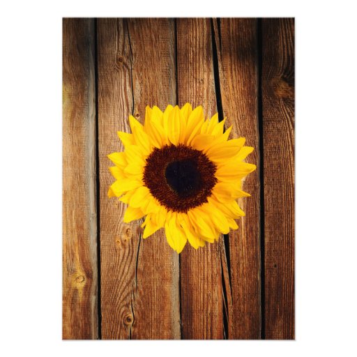 Rustic Barn Wood Sunflower Wedding Invitations