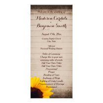 Rustic Barn Wood Sunflower Wedding Programs Rack Card