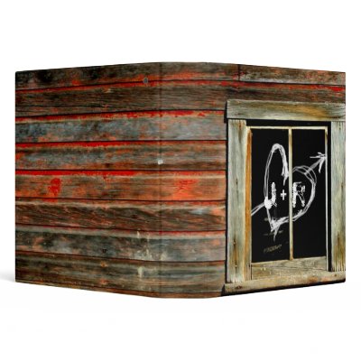 Rustic Barn Wood w Graffiti Window Wedding Album 3 Ring Binder by 
