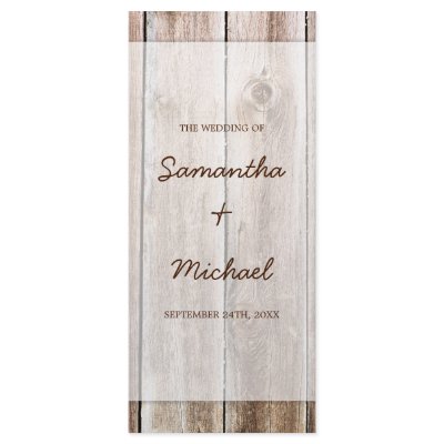 Rustic Barn Wood Wedding Program Custom Rack Cards