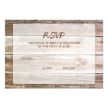 Rustic Barn Wood Wedding RSVP Response Card Announcements