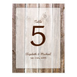 Rustic Barn Wood Wedding Table Number Post Card