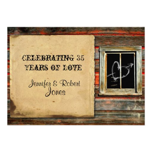 Rustic Barn Wood with Graffiti Heart Anniversary Announcement