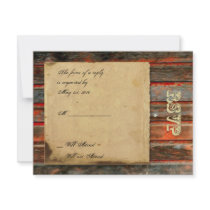 Rustic Barn Wood with Graffiti Heart Response Card Personalized Announcement