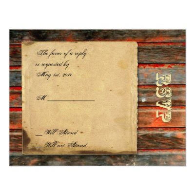 Rustic Barn Wood with Graffiti Heart Response Card Personalized Announcement