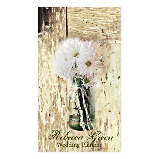 rustic barnwood daisy country floral business card template (front side)