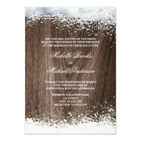 Rustic barnwood snow winter wedding 5x7 paper invitation card
