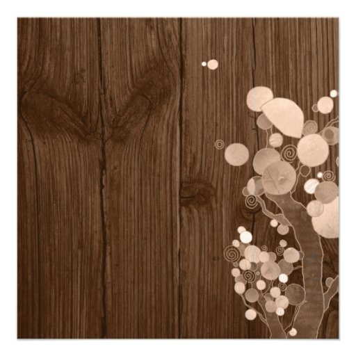 Rustic BarnWood + Trees Wedding Shower Invitations