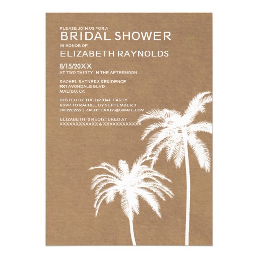 Rustic Beach Destination Bridal Shower Invitations