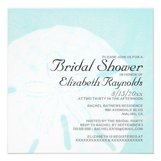 Rustic Beach Sand Dollar Bridal Shower Invitations