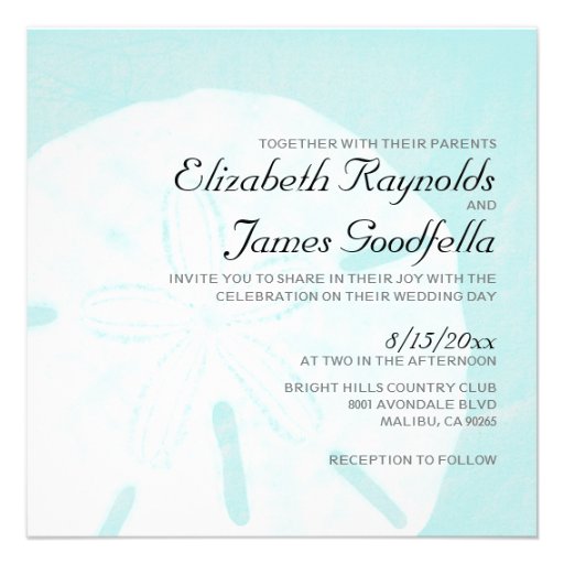 Rustic Beach Sand Dollar Wedding Invitations