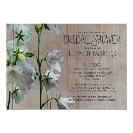 Rustic Bellflower Bridal Shower Invitations