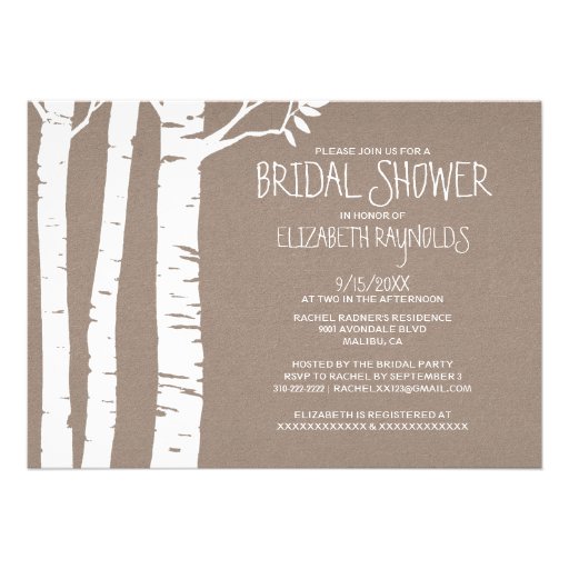 Rustic Birch Tree Bridal Shower Invitations