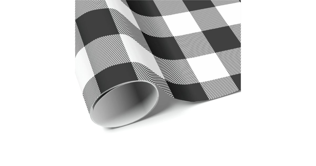 Rustic Black And White Buffalo Check Wrapping Paper Zazzle