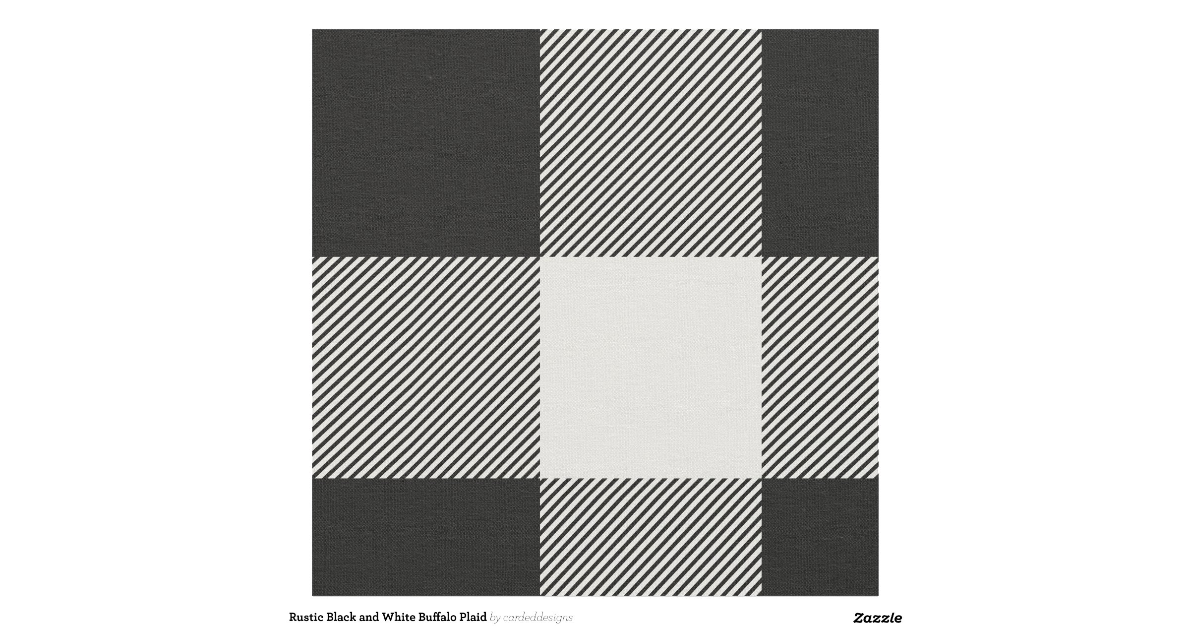 Rustic Black and White Buffalo Plaid Fabric Zazzle