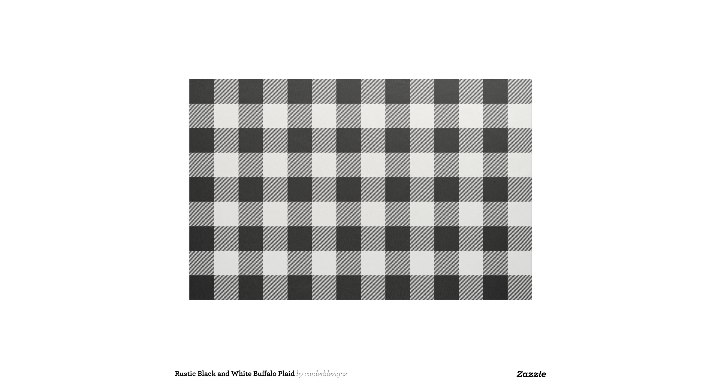 Rustic Black and White Buffalo Plaid Fabric | Zazzle