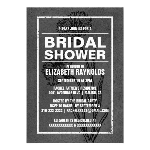 Rustic Black Bridal Shower Invitations