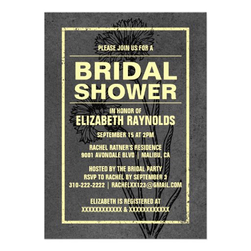 Rustic Black & Gold Bridal Shower Invitations