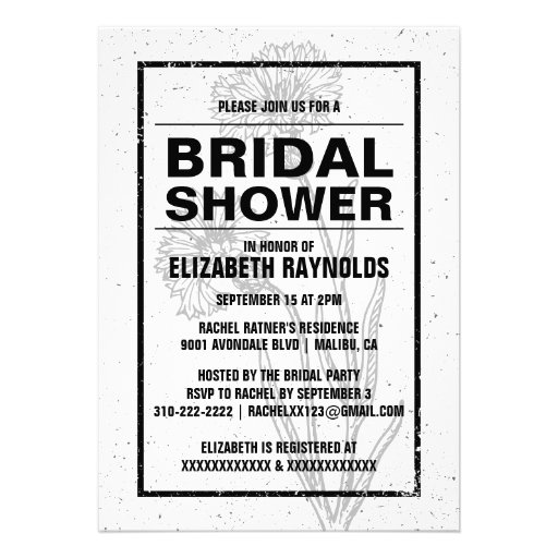 Rustic Black & White Bridal Shower Invitations