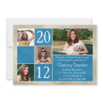 Rustic Blocks Grad Invitation - Blue