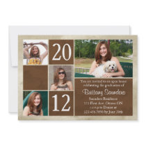 Rustic Blocks Grad Invitation - Brown