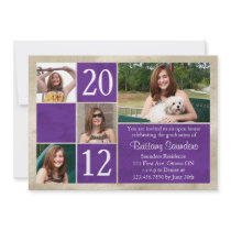 Rustic Blocks Grad Invitation - Purple