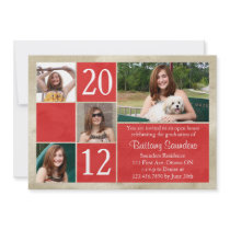 Rustic Blocks Grad Invitation - Red