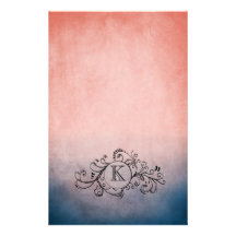 Rustic Blue and Pink Bohemian  Flourish Customized Stationery