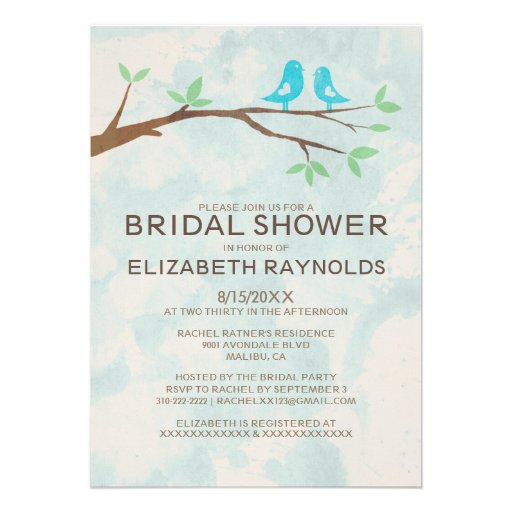 Rustic Blue Bird Bridal Shower Invitations