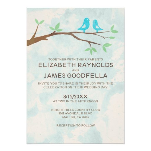 Rustic Blue Bird Wedding Invitations