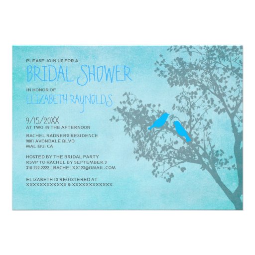 Rustic Blue Birds Bridal Shower Invitations