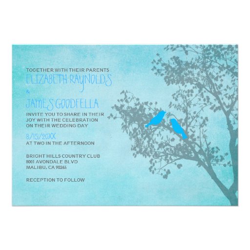 Rustic Blue Birds Wedding Invitations