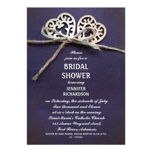 rustic blue bridal shower invitation